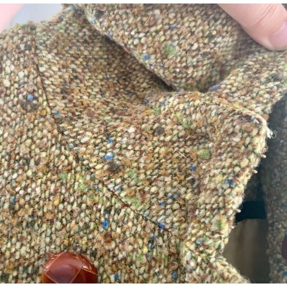 Rare Vintage J. Crew Green Wool Tweed Double Breasted Pea Coat Size 2 - Picture 8 of 16